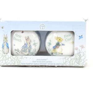 Peter Rabbit Ceramic Keepsake Box Baby’s First Tooth Hair Shower Gift NOS